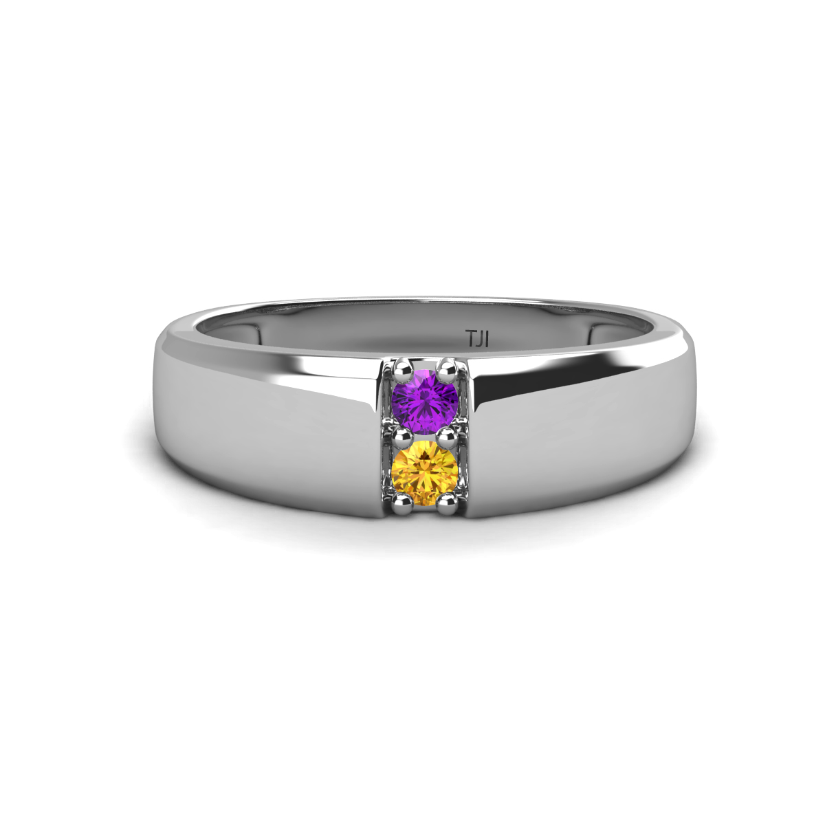 Ethan Amethyst and Citrine 2 Stone Men Wedding Ring (7.80 mm) 